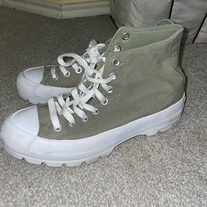 green womens platform high top converse